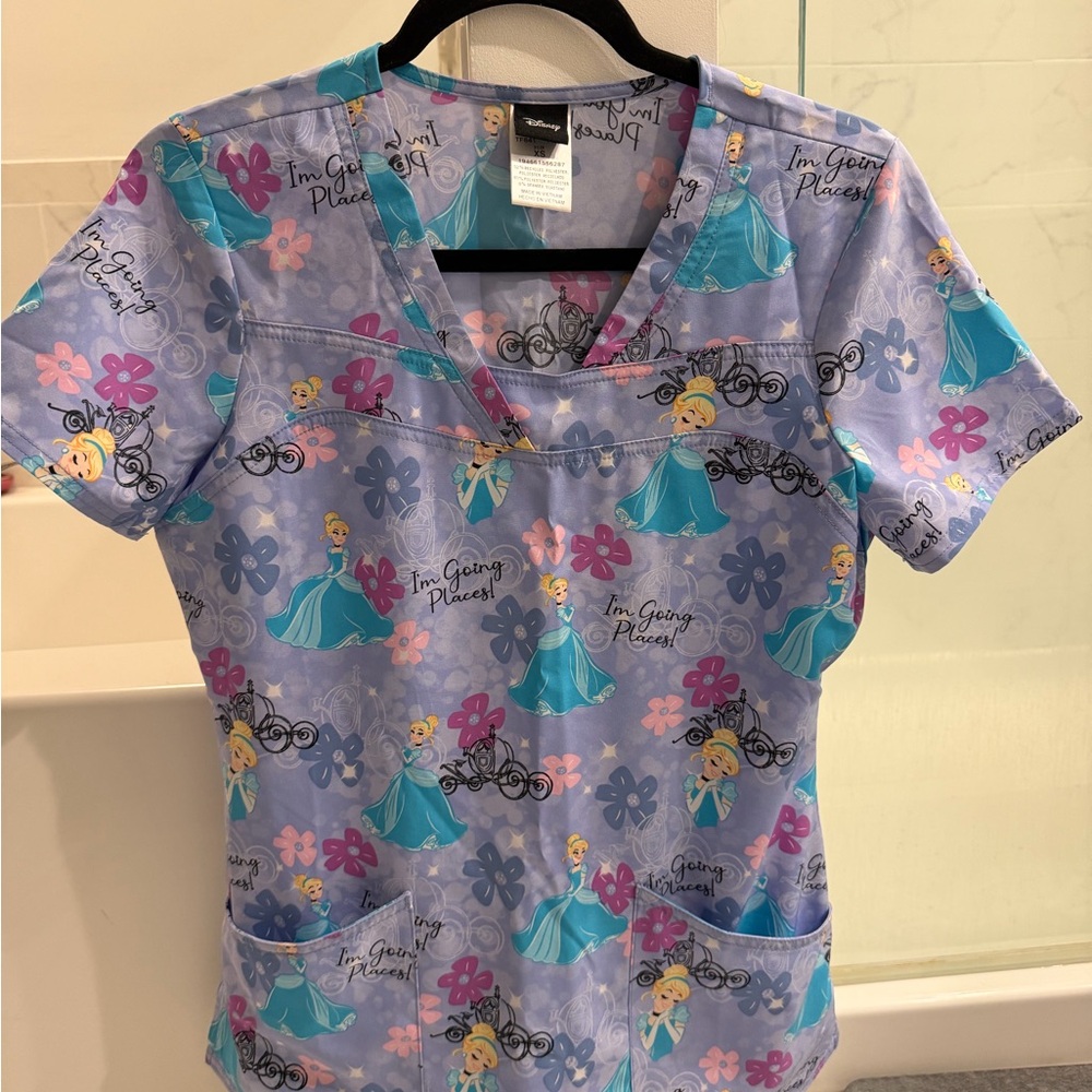 Disney Cinderella Scrub Top in Lavender & Teal